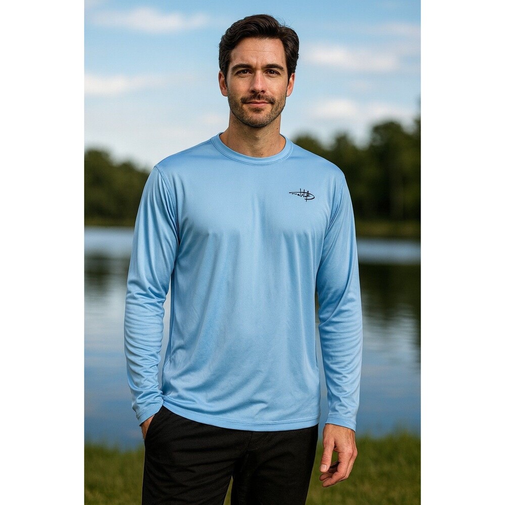 Reel Life Light Blue Athletic Camping Boating Long Sleeve Fishing Shirt Mens M